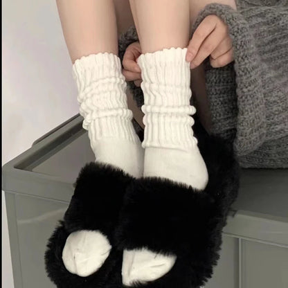 6 Pairs  Mid-Calf Warm Comfortable Casual Stacked Knitted Socks