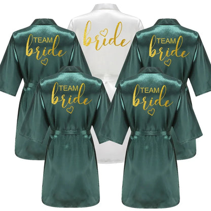 Bride Robe Kimono Satin Pajamas Bridesmaid Bathrobe