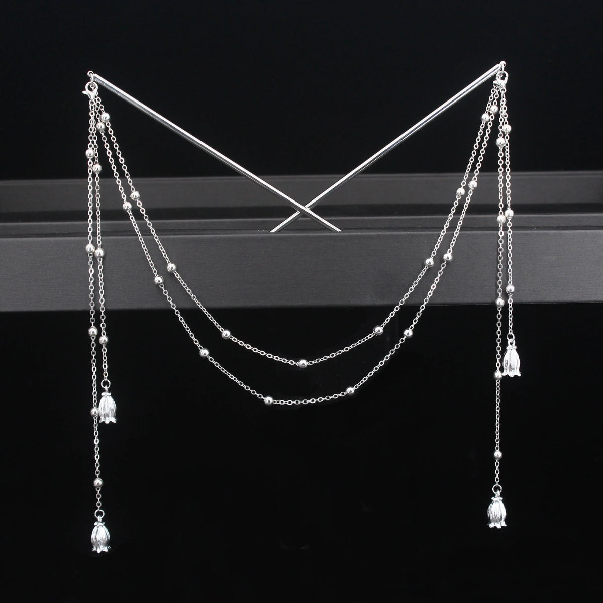 Long Tassel Double Chain Hair Pins Nunchaku Hairpin Chinese Hanfu Hair Stick