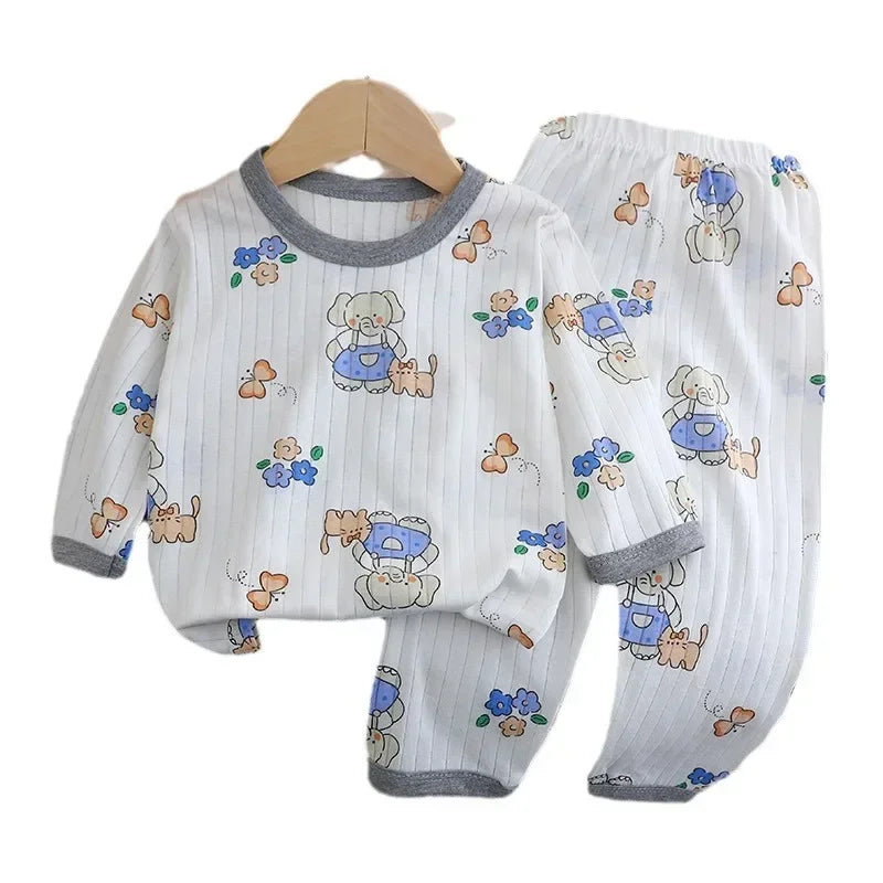 Baby Long-sleeved Cotton Thin Pajamas Set