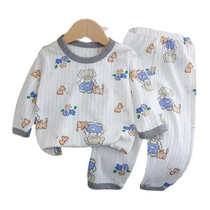 Baby Long-sleeved Cotton Thin Pajamas Set