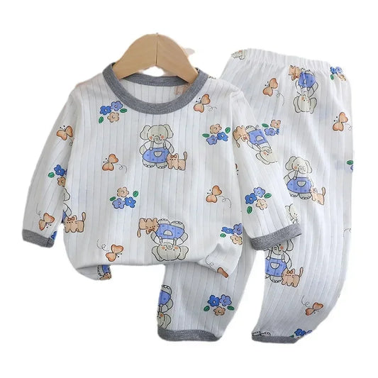 Baby Long-sleeved Cotton Thin Pajamas Set