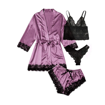 Faux Silk Satin Pajama Set