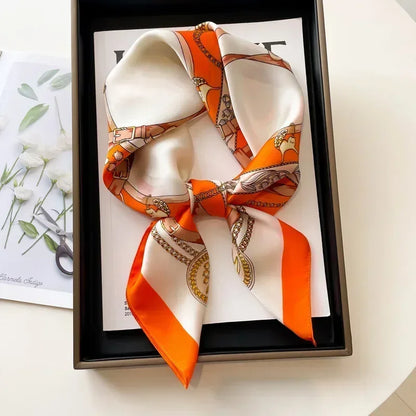 Luxury Silk Square Scarf Soft Satin Horse Hairband Hijab Headband Shawl
