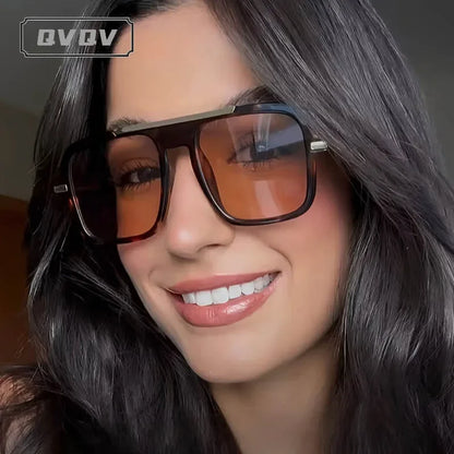 Square Oversized Leopard Champagne Sunglasses