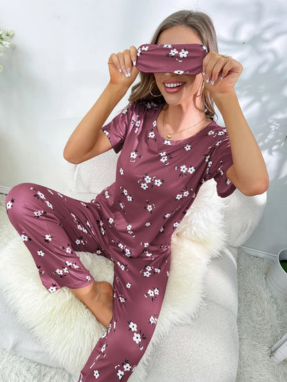 Short sleeve love pattern casual pyjamas