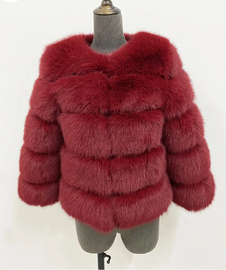 Chaqueta de piel sintética esponjosa de visón