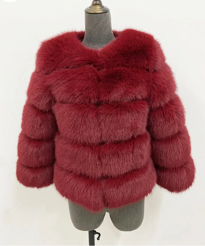 Chaqueta de piel sintética esponjosa de visón