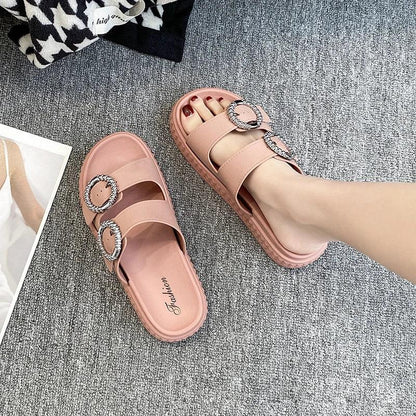Thick Sole Adjustable Strap Slippers