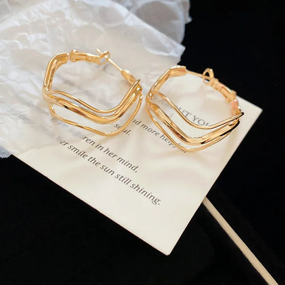 Multi-layer Twisted Metalic Hoop Earrings