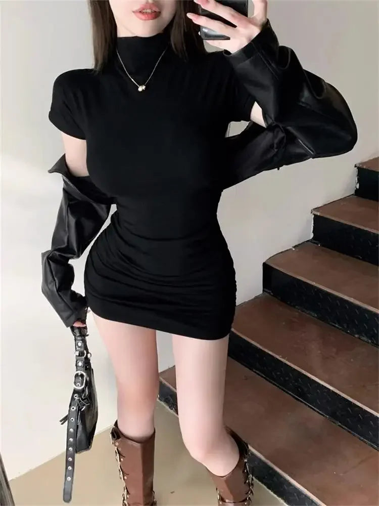 Sexy Tight Half High Waist Mini Dress