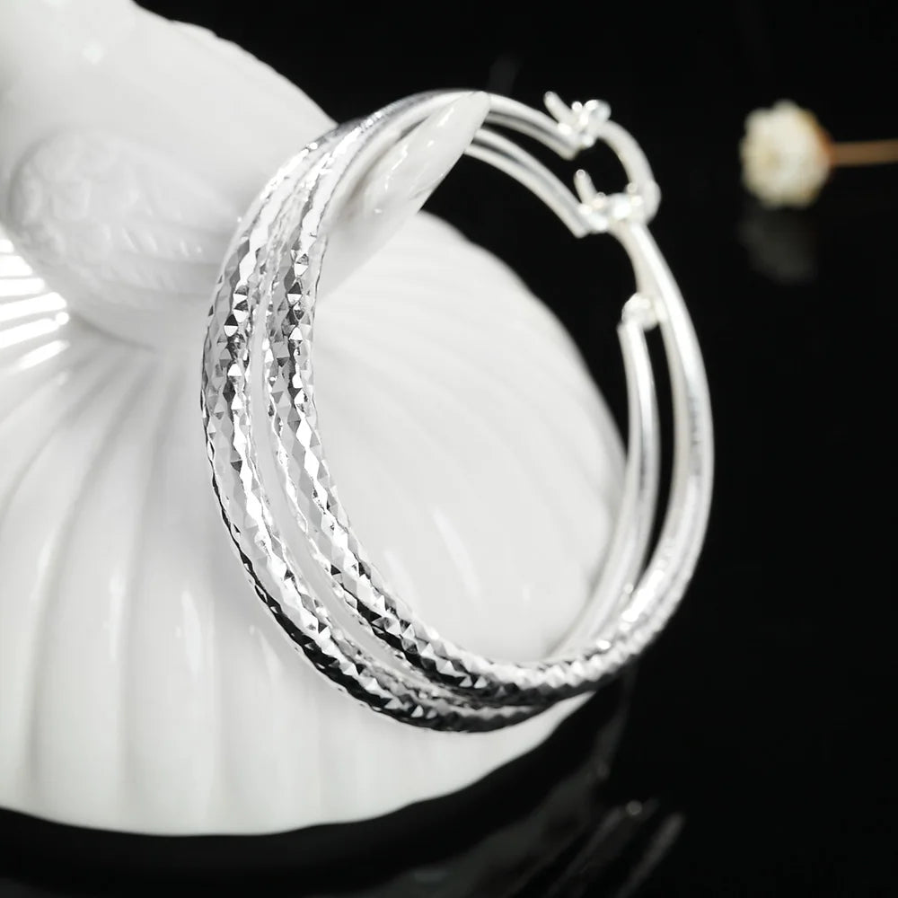 DANA 925 Sterling circle hoop Earrings