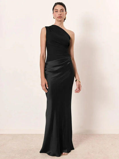 Mozision Satin Sleeveless Backless Sexy Maxi Dress