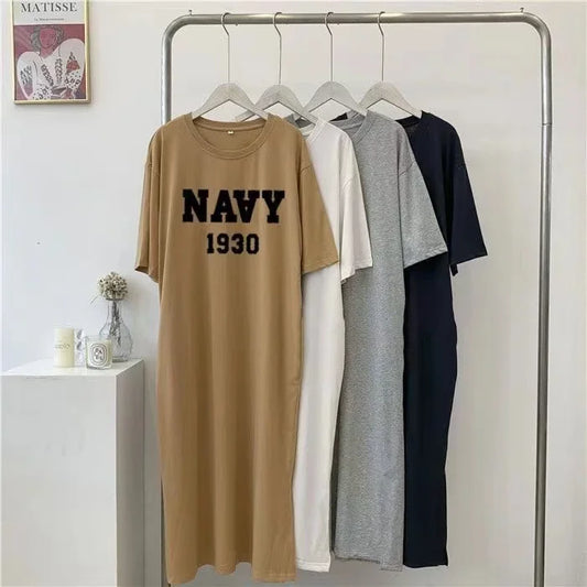 Korean Oversize Loose Round Neck Short Sleeve Dress
