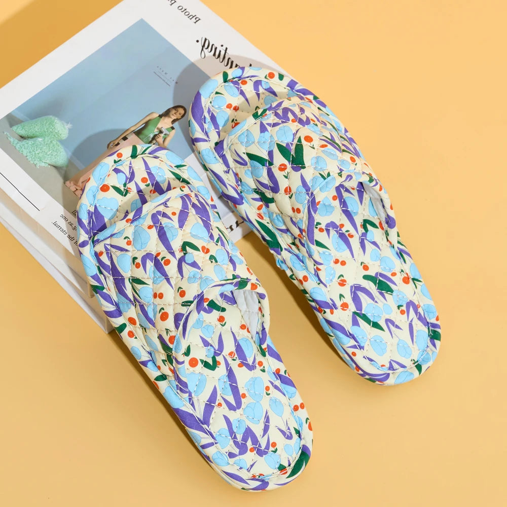 Home Slippers Soft Cotton Floral Floor Slippers