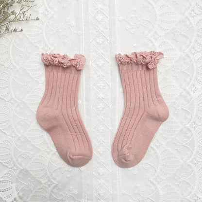 Ruffle Knee High Socks Baby Girls Toddlers Long Soft Cotton Sock 0-8Years