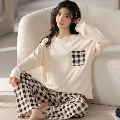 Thin Long-Sleeved Big Yards Cartoon Loose Pajamas Set