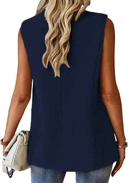 Polo Collar Sleeveless Suit Vest