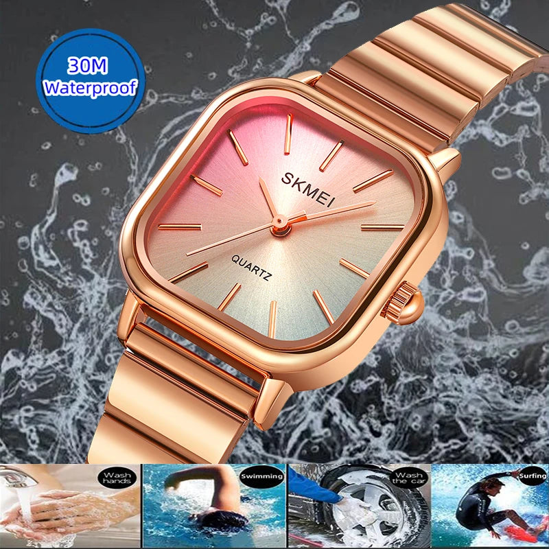 Bracelet Quartz Luxury Stainless Steel Strap Waterproof Casual Analog Wristwatch