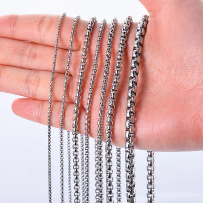 Stainless Steel Chain Round Box Necklace