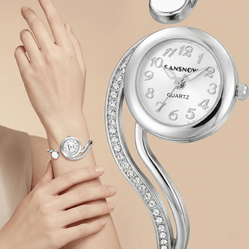 Luxury Elegant Silver Gold Stainless Steel Bracelet Watches