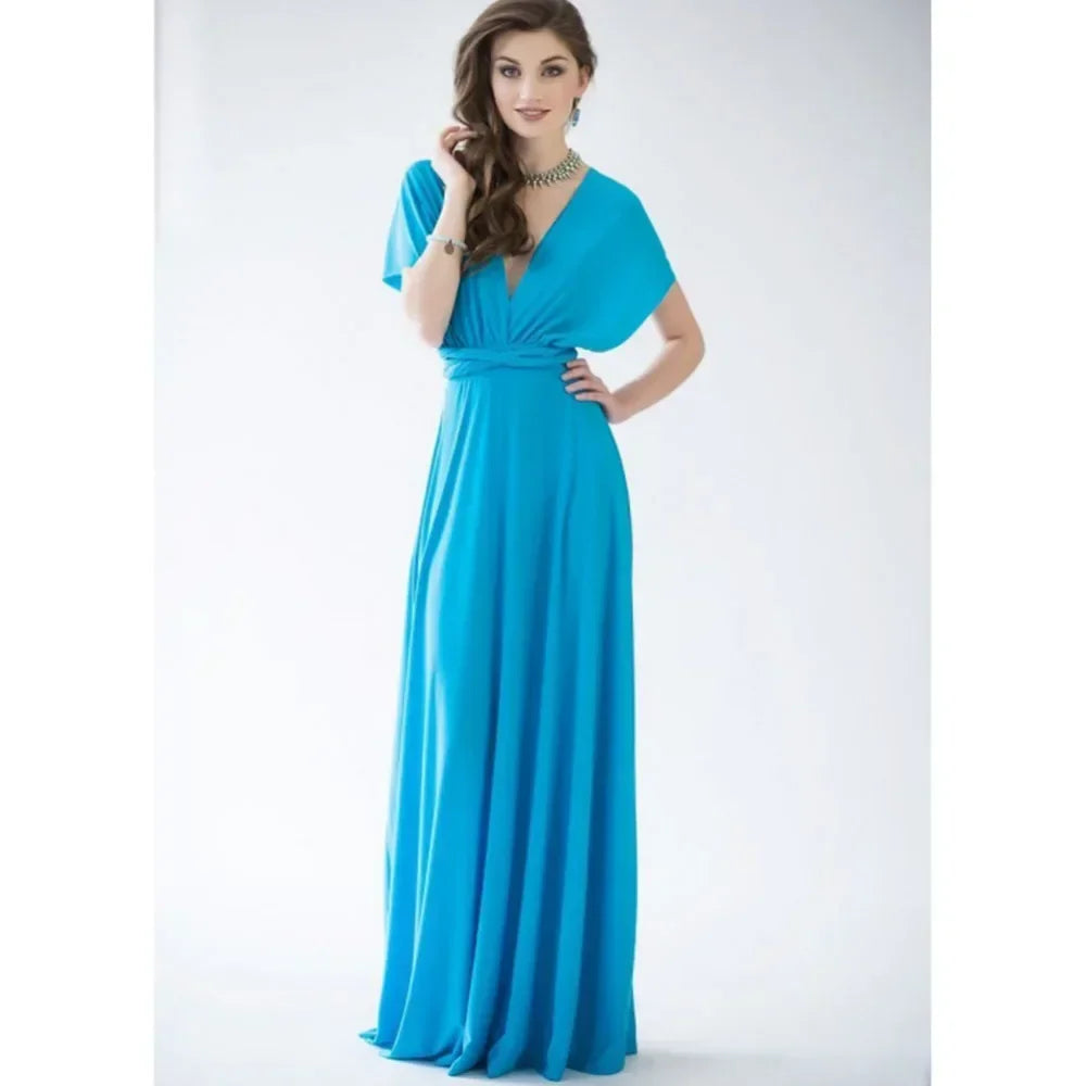 Multi-worn V-neck Vestidos De Fiesta Long Sexy Maxi Dress