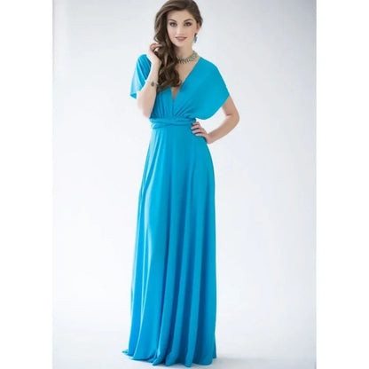 Multi-worn V-neck Vestidos De Fiesta Long Sexy Maxi Dress