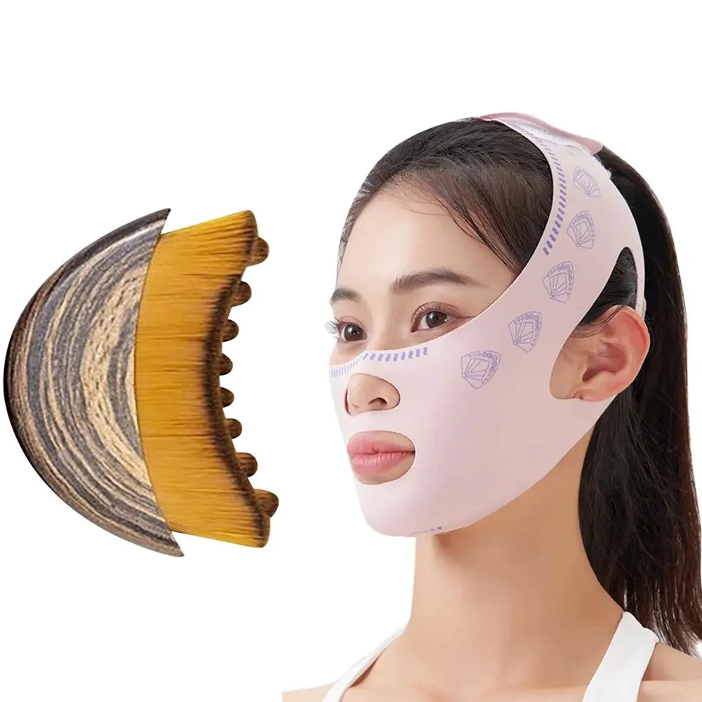 2Piece Lymphatic Face Sculpting Bandage&Massage Brush