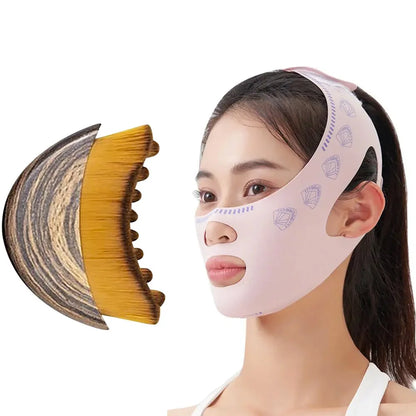 2Piece Lymphatic Face Sculpting Bandage&Massage Brush