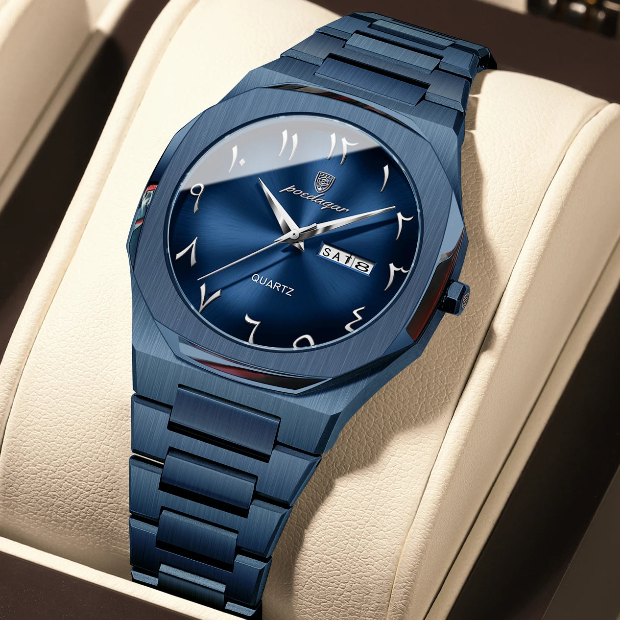 Elegant Quartz Stainless Steel Luxury Wristwatch