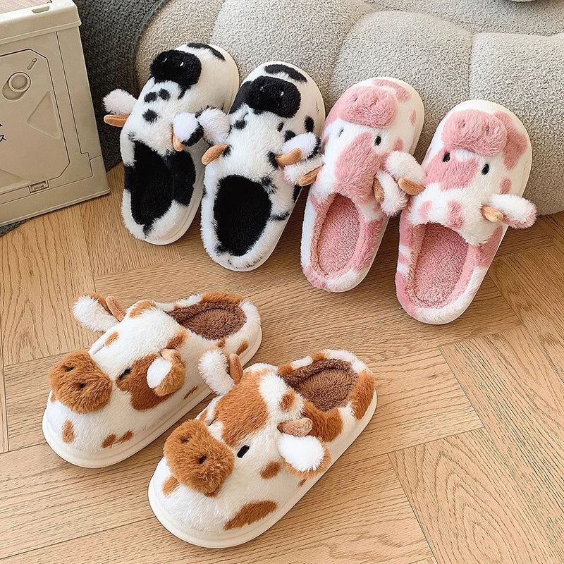 DANA Winter Warm Cartoon Cow Slippers