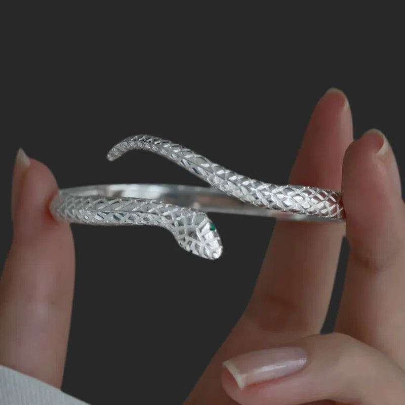 Silver Color Snake Shaped Bangle Bracelet