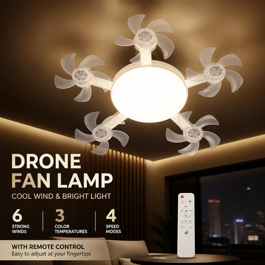 Drone Design Silent Ceiling Fan Light E27 Base Remote Controlled