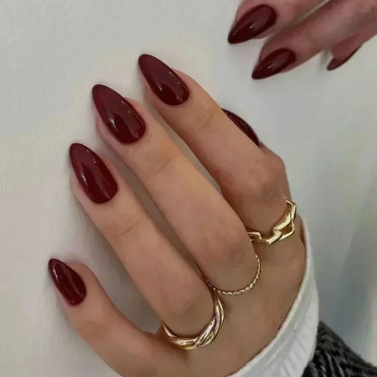 24pcs/Box Long Coffin False Nails Art Rose with Glue Wearable Jelly Nails
