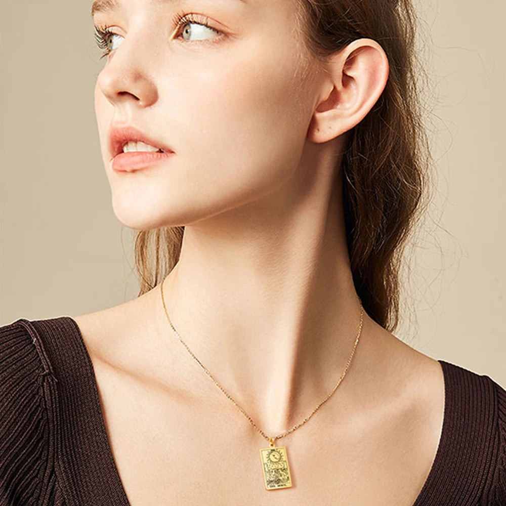 Stainless steel Classic Tarot Pendant Necklace