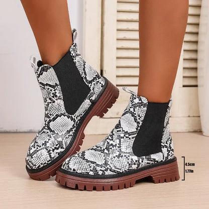 Snake Print Chimney Boots