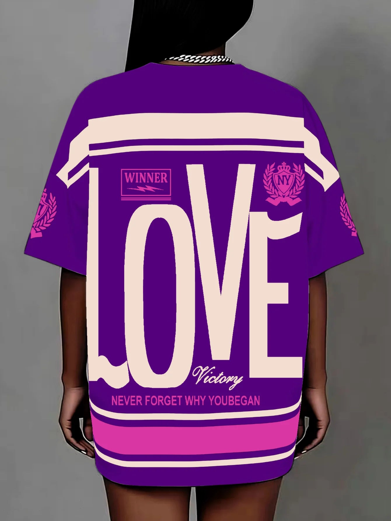 Plus size letter print T-shirt pullover