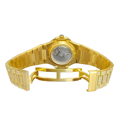 Luxury Diamond Sapphire Glass Steel Mechanical Movement  Wristwatch