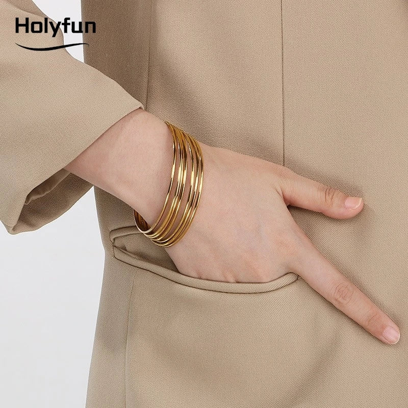 18K Gold Plated Stainless Steel Bangle Bracelet