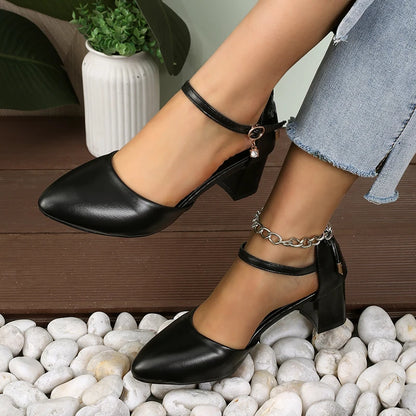 airy Style Thin-Strap High Heels Golden Buckle Shoes