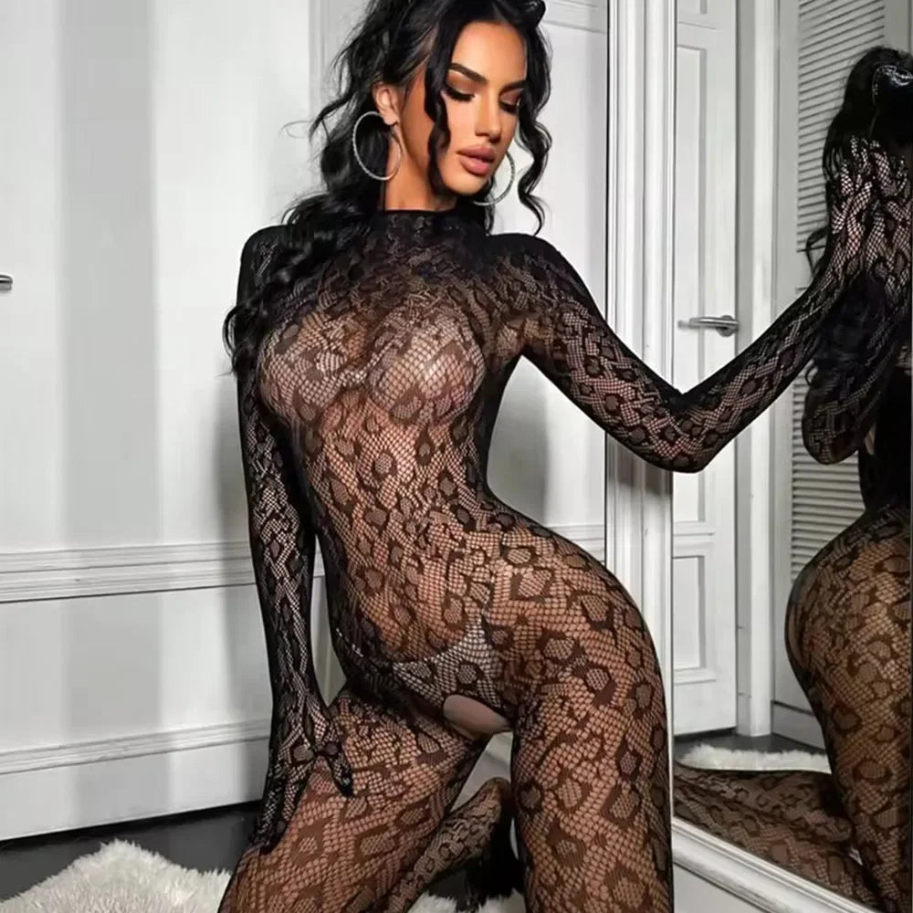Hot Sexy Fishnet Bodysuit Crotchless Tights Lingerie