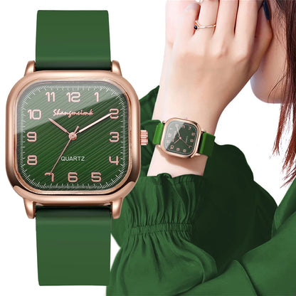 Square Casual Silicone Strap Quartz Watch