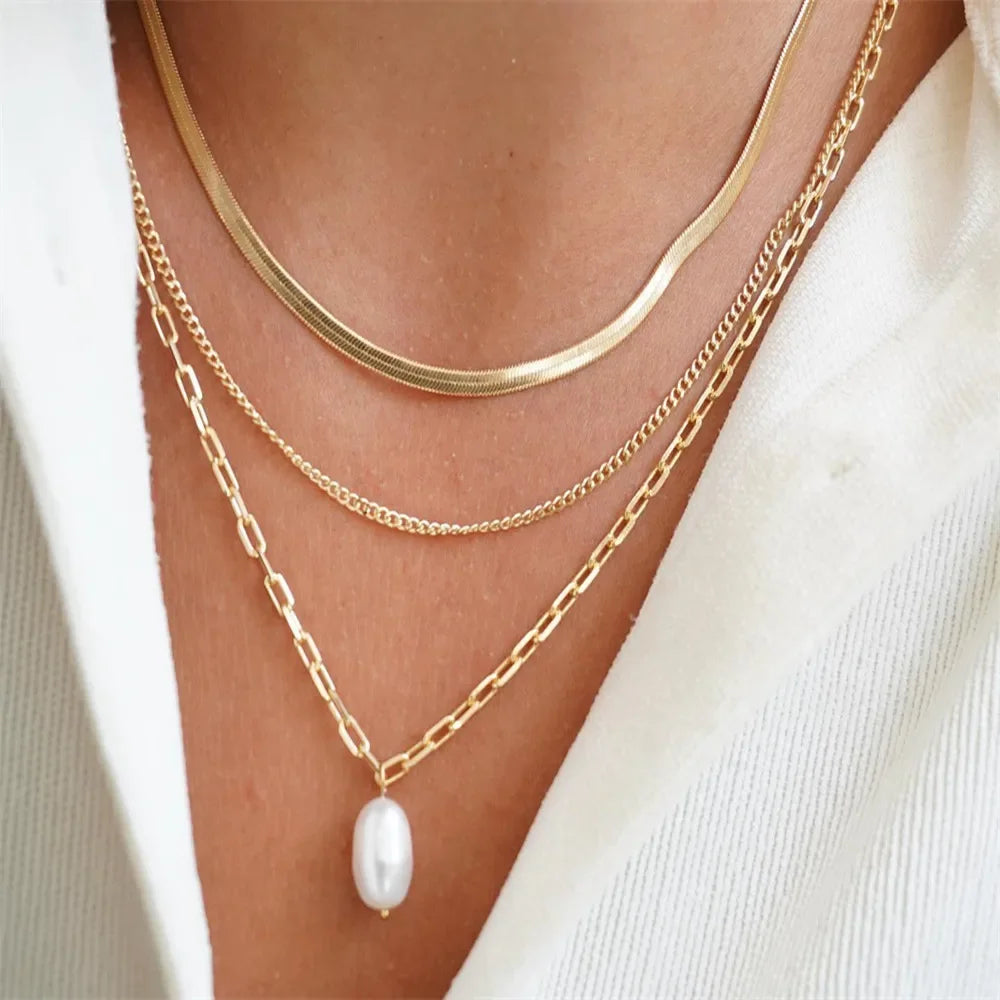 Vintage Punk Gold-plate Thick Chain Head Portrait Coin Pendant Necklace