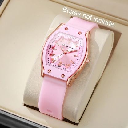 Silicone Strap Simple Dial Quartz Wristwatch