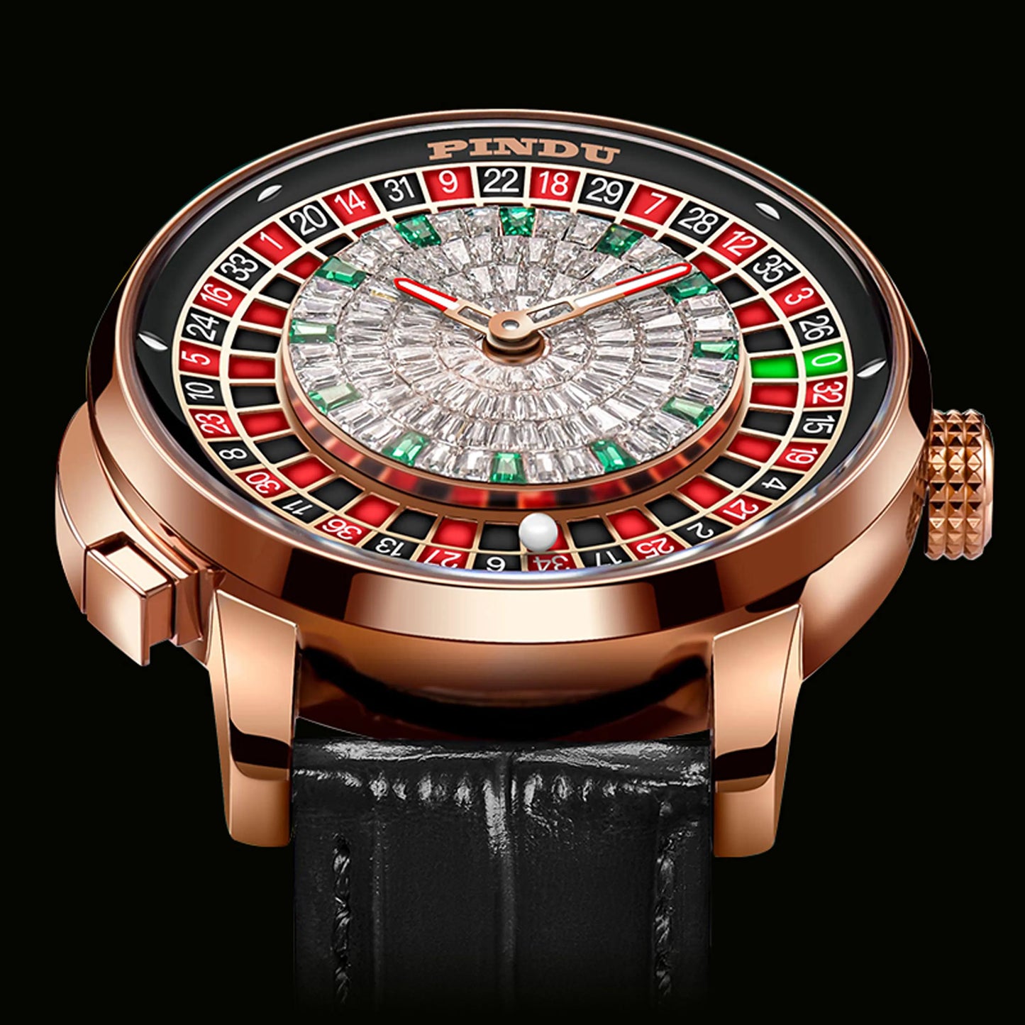 Russian Roulette Game 46MM Mechanical Sapphire Mirror Diamond Dial Watch