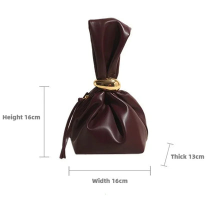 Soft Leather Clutch Luxury Pleated Mini Bucket Pouch Bags