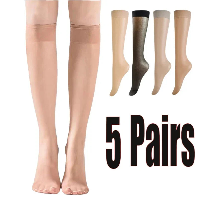 5pair=10pcs Ultra-thin Nylon Transparent Long Socks