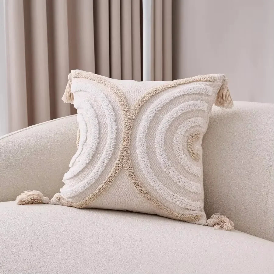 Boho Loop Pillowcases Grey Beige Pillowslip