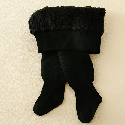 Winter Polar Fleece Lining Stripes Plus Thick Warmth Cotton Tights Toddler Leggings