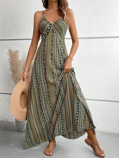 Backless Split Thigh Boho Dress
